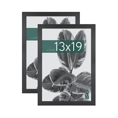 MCS Studio Gallery 13x19 Picture Frame Black Woodgrain, Rectangle Photo Frame for Photos, Posters & Art Prints (2-Pack)