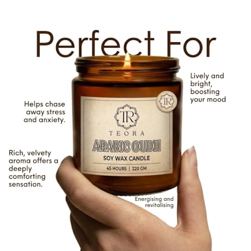 Image of Teora By Bindian Luxury Soy Wax Scented Candle in Amber Glass Jars | 220g Each | 45H Long Burn Time | Natural Smokeless Wax for Home Decor, Spa & Aromatherapy Candles (British Rose)