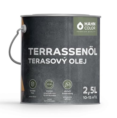 Hahn Color Aceite de Madera Exterior - Protección UV y repelente al agua para terrazas y muebles (Bangkirai, Abeto, Teca)