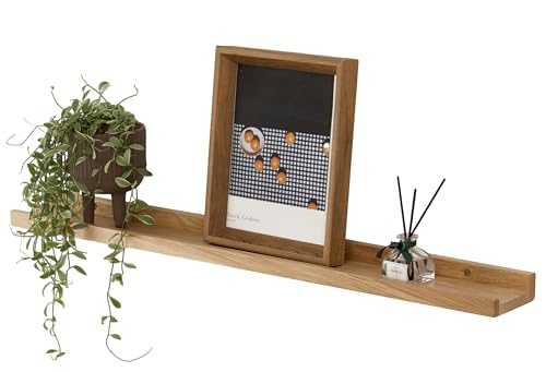 Gieanoo Étagère flottante, 50 cm, en bois de chêne massif, étagère rustique, étagère murale avec radiateur à lèvre, étagère d'affichage pour salon,...