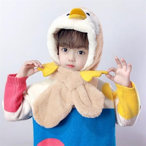 Image of Winter Animal Design Beanie Cap Hat for Baby Boy and Girl's l Woolen Fuzzy Fleece Soft Faux Fur Plush Cute Costume Toy Hood for Kids | Age 2 to 6 Years