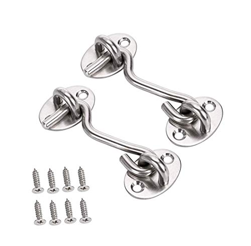 Repuhand 2 Pièces Crochet de Cabine Crochets à œillets en Acier Inoxydable pour Porte de Hangar Porte de Garage Fenêtres Cabine avec Montage Des vis