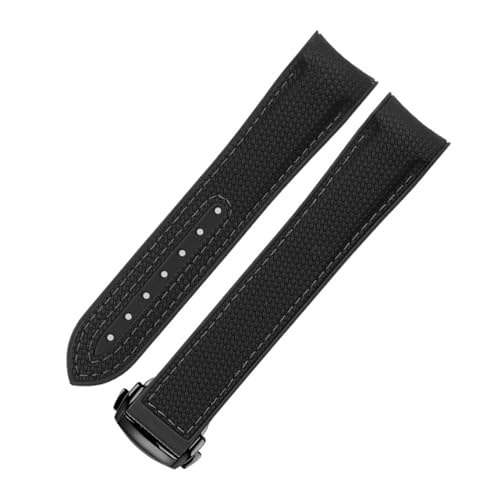 Bracelet de montre en caoutchouc 20mm à extrémité incurvée et boucle déployante Moonwatch