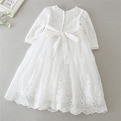 Meiqiduo Baby Girls Lace Party Dresses Infant Princess Wedding Gowns Birthday Formal Dress for Toddler4
