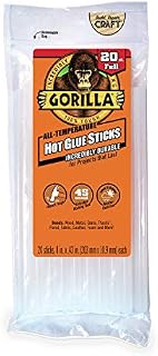 Gorilla Hot Glue Sticks, Full Size, 8" Long x .43" Diameter, 20 Count
