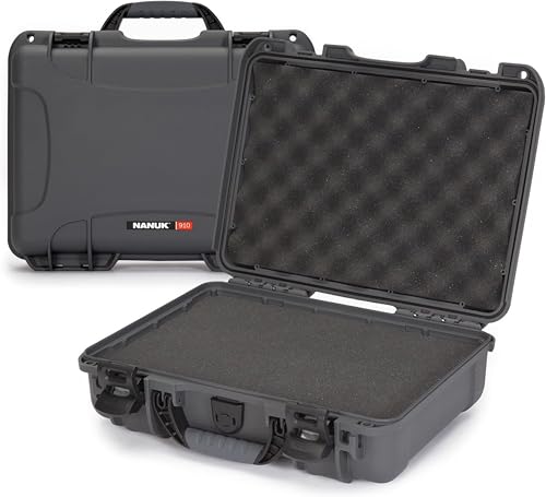 Image of NANUK 910 Hard Case with Customizable Cubed Foam, IP67 Waterproof, Dustproof and Impact Resistant, 14.3 inch x 11.1 inch x 4.7 inch, Rugged Construction for Ultimate Protection, Made in Canada - Graphite