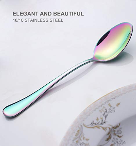 image for OMGard Dinner Spoon Set Rainbow 6 Piece 18/10 Stainless Steel Kitchen 