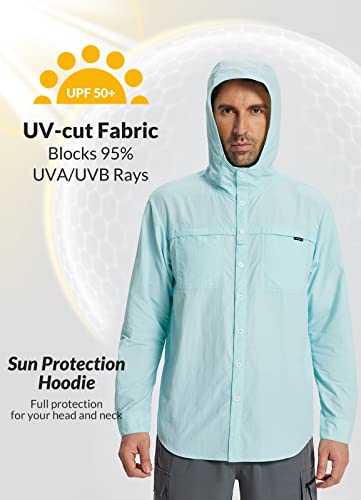 Baleaf Men's Upf 50+ Casual Button Down Shirts Hoodie Sun Spf Long Sleeve Quick Dry Uv Protection Travel Safari Hiking Green M #TOP1