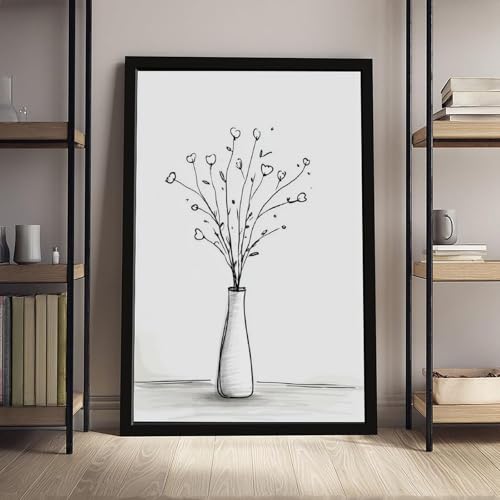 Vase minimaliste fleurs noires et blanches cadeau idéal maison - 4
