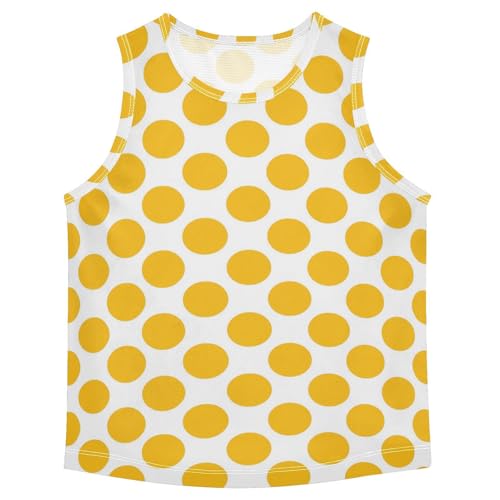 susiyo Yellow Pattern Polka Dots Boys Sleeveless Tank Top Girls Athletic T Shirt