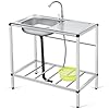 Tandefio freestanding outdoor kitchen utility sink set stainless steel single bowl sink commercial restaurant utility portable sink for restaurant cafe bar hotel garage laundry roomclassic  urban country home decor
