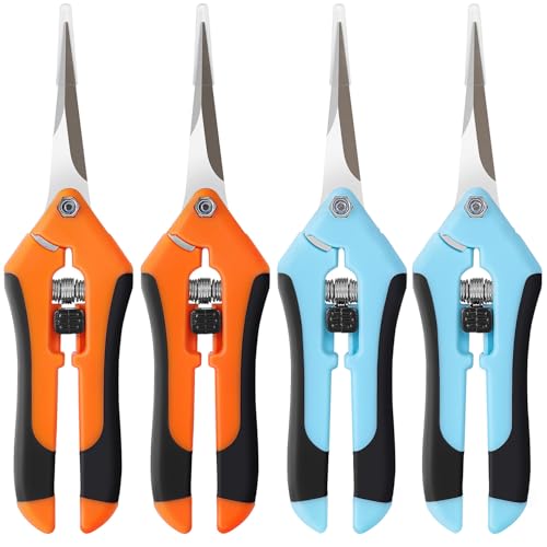 BEoffer 4 Pack Pruning Shears, 6.5 Inch Garden Scissors Gardening Hand Pruning Snips with Straight Stainless Steel Precision Blades for Gardening Flower Plant Precise Trimming and Pruning Maintenance