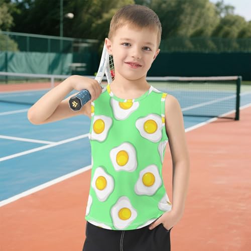 J JOYSAY Cartoon Fried Egg Chartreuse Boys Tank Top Sleeveless Muscle Shirts Quick Dry Kids T-Shirts 3-15T 6