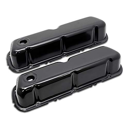 Cobra-Tek- CBK-HZ-9237-PBK- Compatible for 1962-2021 Ford SB Small Block 260-289-302-351W, Ford Black Steel Valve Covers SBF 260-289- 302 and 351W.