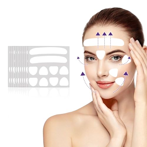 100 Piezas Parches Antiarrugas Faciales, Parches Arrugas Cara, Tratamiento Antiarrugas Nocturno, Estiramiento Facial Pegatinas Almohadillas para Alisar Ojos Boca Frente para Mujeres y Niñas