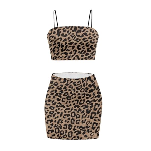 Image of Biyejit Women's 2 Piece Summer Outfits Spaghetti Strap Crop Tops and Bodycon Mini Skirt Dress Set Plus Size S-4XL