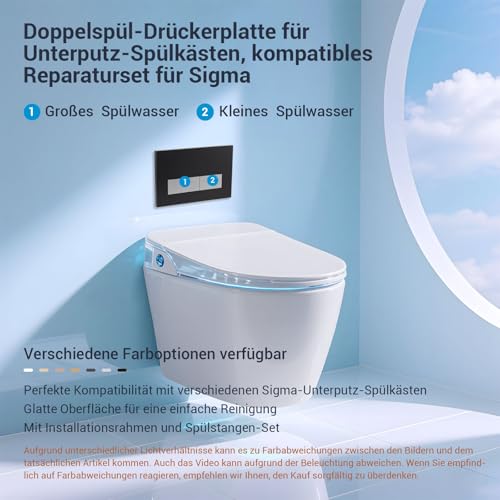 Mendorio WC Drückerplatte, kompatibel mit Geberit Sigma, UP300 & UP320 Serien Betätigungsplatten, mit Doppelspülung… – Ansicht 2