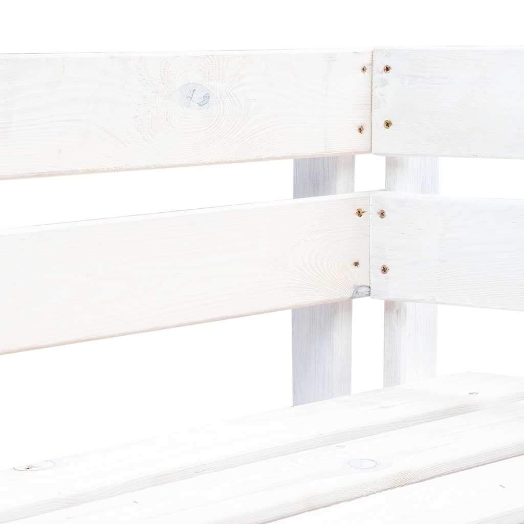 Banco esquinero de madera de palé para exteriores, color blanco, para jardín, terraza y balcón, muebles de jardín resistentes a la intemperie, banco de jardín robusto para exteriores, banco