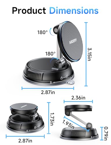 ANDERY MagSafe対応 真空吸盤車載ワイヤレス充電器
