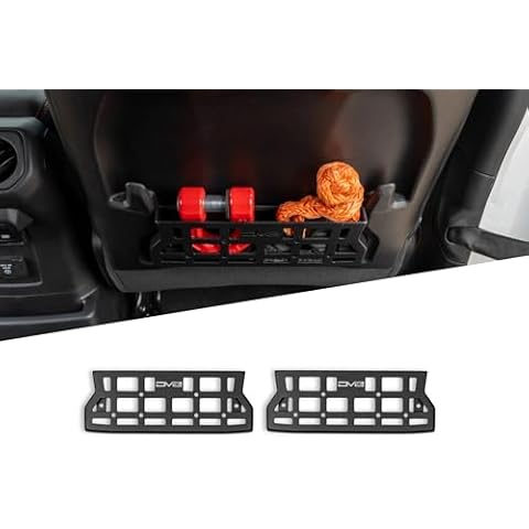 DV8 Offroad Seat Back Molle Pockets for 2018-2025 Jeep Wrangler & Gladiator Rubicon/Mojave | Replaces The Weak Factory Netting | Molle Design for Mounting Gear & Accessories | Black Powder Coat Cover