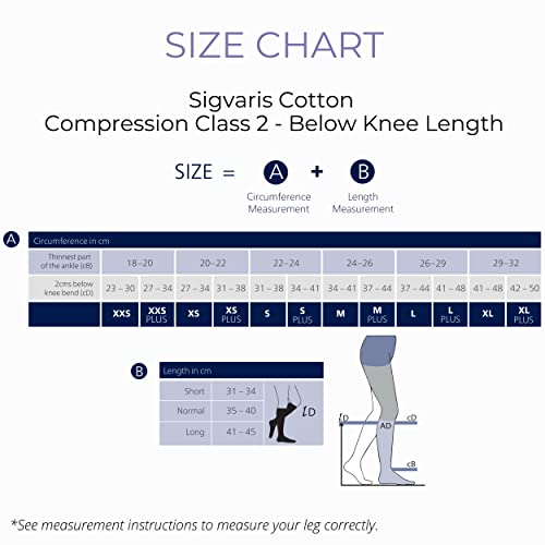 Image of SIGVARIS Medical Compression Stockings - Cotton - Class 2 - Below Knee length - For Men and Women (M Plus - Long)