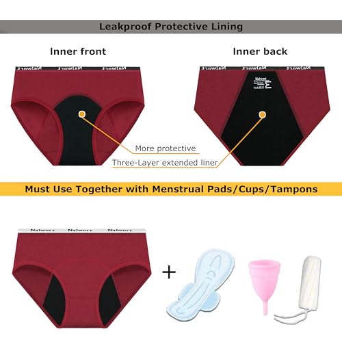 Nalwort Womens Period Underwear Menstrual Period Panties Postpartum Cotton Panties 5 Pack4