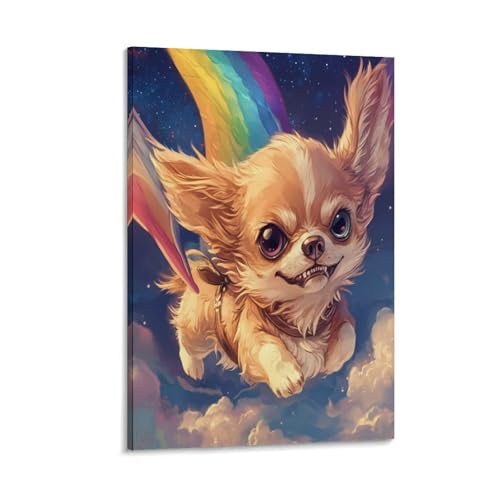 Papillon chien Murale Décoration Peinture Toile Chambre