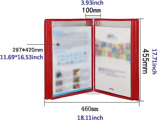 Espositore da parete per catalogo formato A3, trasparente, con fogli mobili, pannello salvaspazio da parete, 45 x 33 x 10 cm, per uso domestico e ufficio
