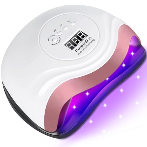 Purpledi Lampara LED Uñas 168W Profesional Secador de Uñas LED UV Lampara Uñas Gel Semipermanentes Maquina Uñas Luz Lamp, Pantalla LCD,Sensor Automático,4 Temporizador de 10s, 30s, 60s y 90 s