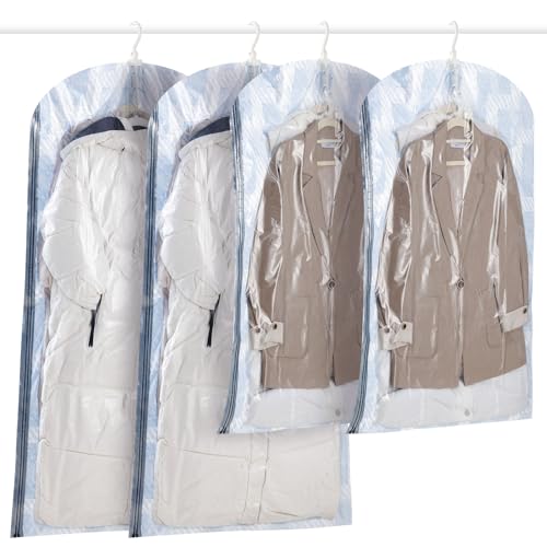 TAILI Compression Bags for Clothes, Set of 4, Hanging Vacuum Storage, Space Saving Bag, Vacuum Cleaner, Kimono Storage Bag, Moisture Proof, Closet Storage, Bag Hanger, Clothes Storage Bag, Coats,