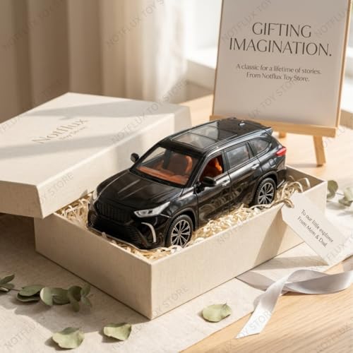 Image of 1:24 Toyota Crown Kluger Toy Car with Sound & Light - Press Front Action Diecast Model Car, Realistic Kids Toy Vehicle, Gift for Boys & Girls [Multicolor][Pack of 1]
