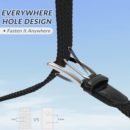 Image of BELTROAD Elastic Braided Belt Mens Golf Belts No-Hole Design Lightweight Breathable Woven Stretch Belt for Golf Casual