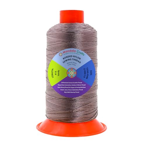 Mandala Crafts Size 346 210D T350 Taupe Bonded Nylon Thread, 415 YDs