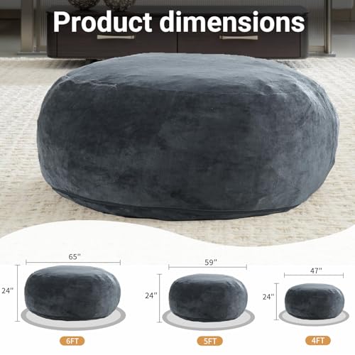 Image of 3FT Big Bean Bag Chairs for Adults,beanbag with Filler，Memory Foam Bean Bag，Super Soft Plush Bean Bag for Living Room Bedroom, Dormitory Reading Lounge Chair (Black, 3 Foot)