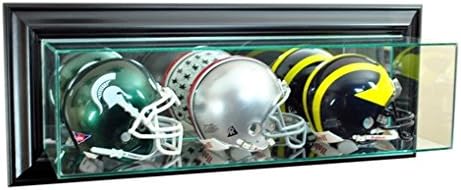 Perfect Cases WMTRPMH-B Wall Mounted Triple Mini Football Display Case44; Black