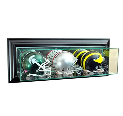 Perfect Cases WMTRPMH-B Wall Mounted Triple Mini Football Display Case44; Black
