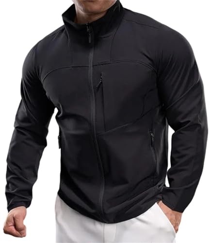 Men's Lightweight Softshell Jacket Waterproof Windbreaker Work Jackets Coats Hiking Outdoor with Pockets