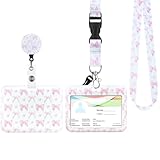 Porte Badge Cordon Tour de Cou, Porte-cartes avec Swivel Lobster Clasp Rétractable pour C...