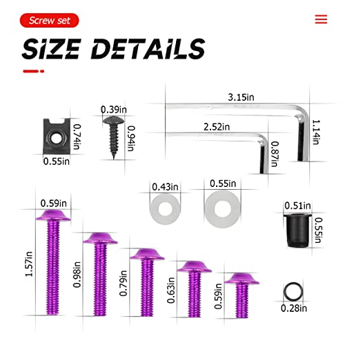 Belomi BELOMI-BOLT Motorcycle Fairing Bolt Kit, 177Pcs M5 M6 Motorcycle Windscreen Screws, Aluminum Fasteners Fairing Bolts Nut Clips Kit, Mounting Kits Washers Nuts Screws Assortment For Sport Bikes  thumb #1