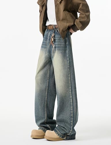 Y2k Wide Leg Baggy Jeans Mens Casual Pants Straight Leg Denim Jeans Hip Hop Loose Fit Streetwear4