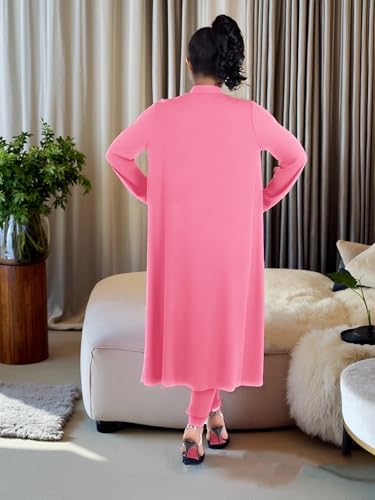Image of Max2co Women 2 Piece Outfits Floral Long Sleeves Open Front Cardigan Cover up with Leggings High Waist Long Pants Set