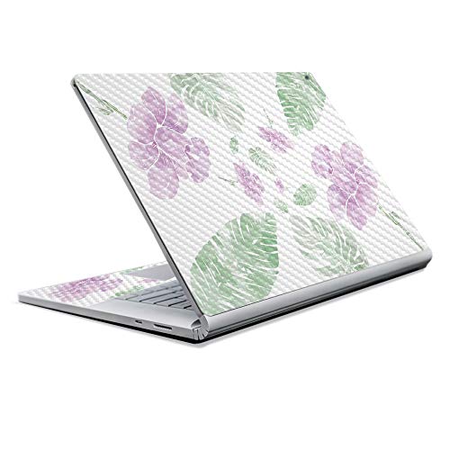 Image of MightySkins Carbon Fiber Skin for Microsoft Surface Book 2 13 inch (2017) - Water Color Flowers,Protective, Durable Textured Carbon Fiber Finish,Easy to Apply, Remove,