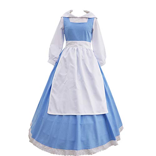 Fanstyle beauté et la bête Cosplay Costume Princesse Belle Tenue Femme de Chambre Robe Robes de Bal avec Noeud Cheveux Accessoires
