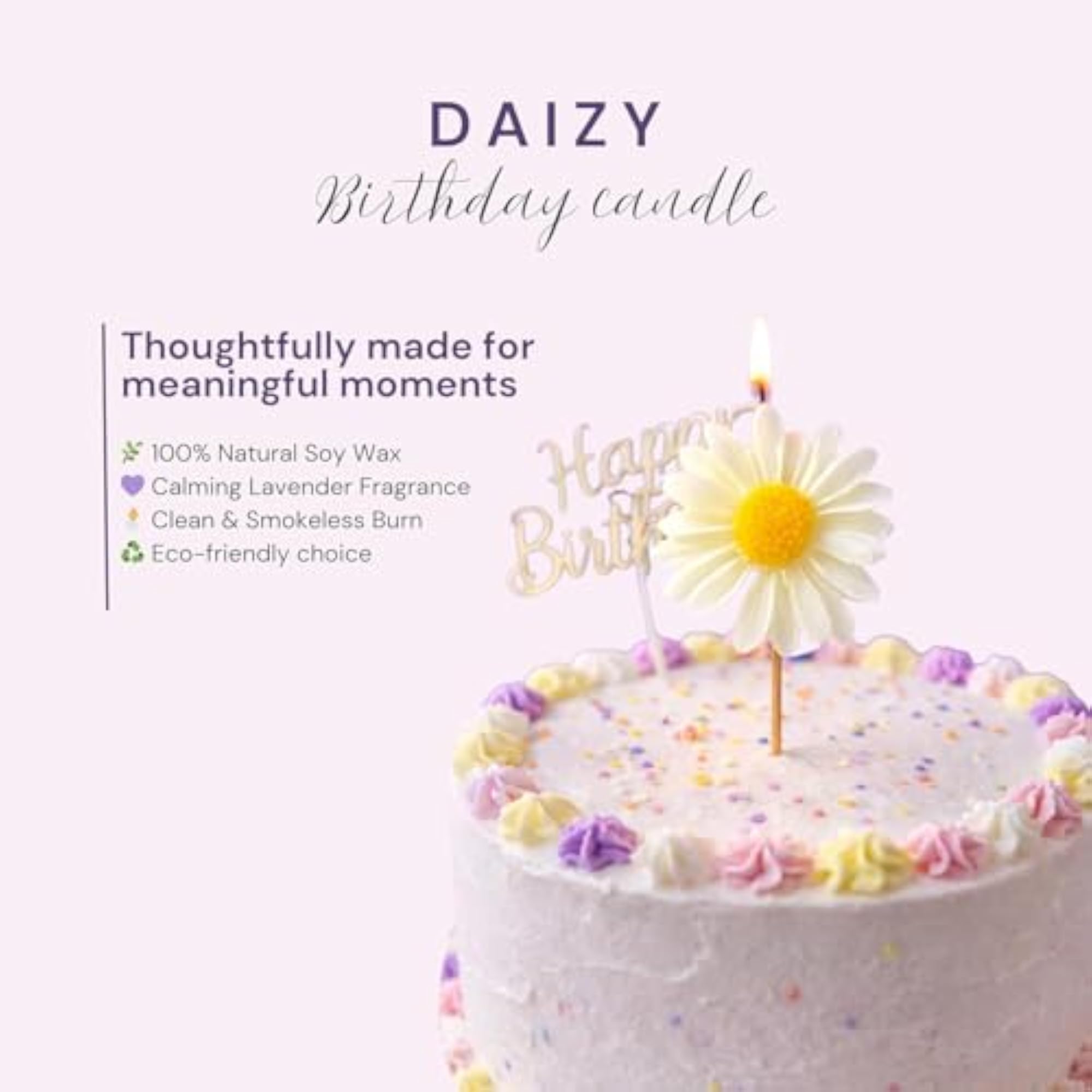 Daisy Flower Lavender Scented Decorative Candles Pack of 5