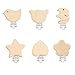 Pulluo 6PCS Attache Sucette en Bois Pince Attache Tetine Bois Pacifier Clip Chaîne Attache Tetine pour Bébé et Enfant, Pour Fille Garcon Bébé Sucette Clip