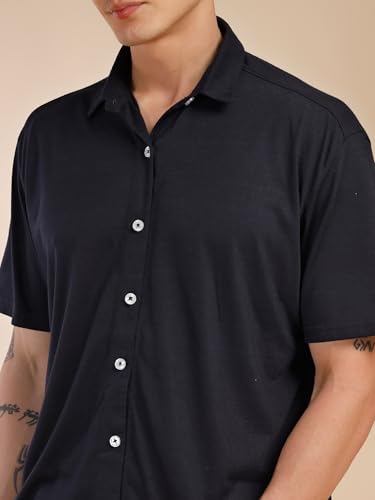 Image of Thomas Scott Men's | Relaxed Fit | Solid | 100% Polyester | Co-Ord Set With Short Sleeves & Spread Collar
