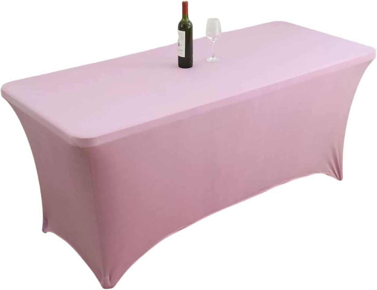 KIJyfgTR Fitted Rectangular Stretch Tablecloth, Ideal For Parties, Events And Banquets(Pink,8FT 244x76cm)