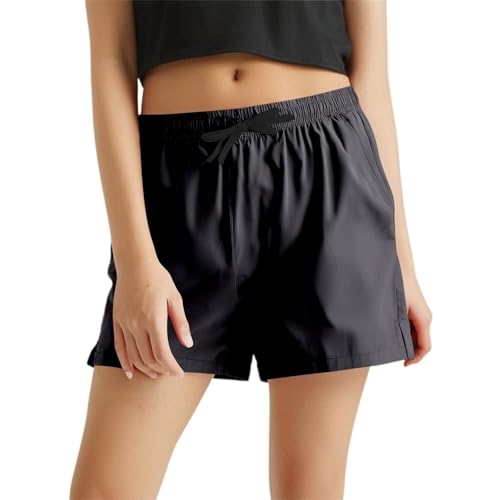 BIBOKAOKE Pantalones cortos de playa para mujer, pantalones cortos de deporte sueltos con cordón, seda de hielo, pantalones cortos de secado rápido, pantalones de deporte, gimnasio, yoga, fitness