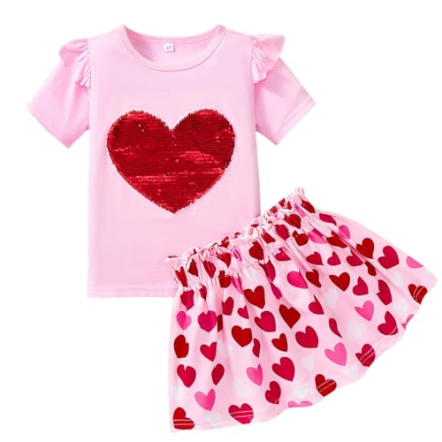 Image of Akyzic Little Girl Skirt Outfit Two Piece Spring Summer Outfit Butterfly Dress Cat Print Skirt Toddler Girl Outfit Set