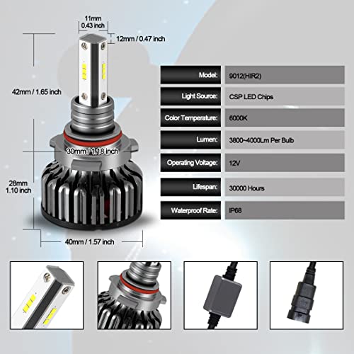 DZG Hir2 9012 LED Lampadina Fari Speciale per